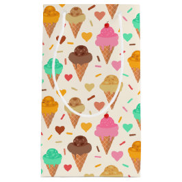 かわいいカラフルアイスクリームコーンパターン スモールペーパーバッグ