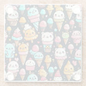 かわいいカラフルアイスクリームコーン ガラスコースター (裏面)