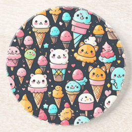 かわいいカラフルアイスクリームコーン コースター