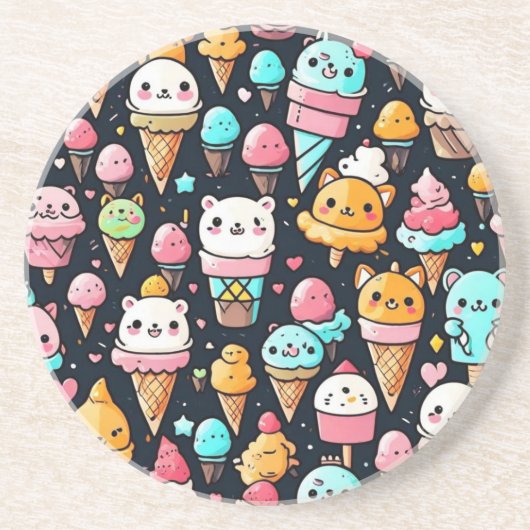 かわいいカラフルアイスクリームコーン コースター (正面)