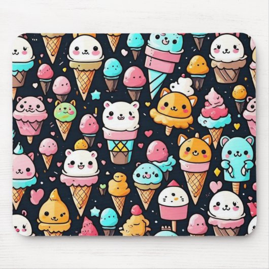 かわいいカラフルアイスクリームコーン マウスパッド (正面)
