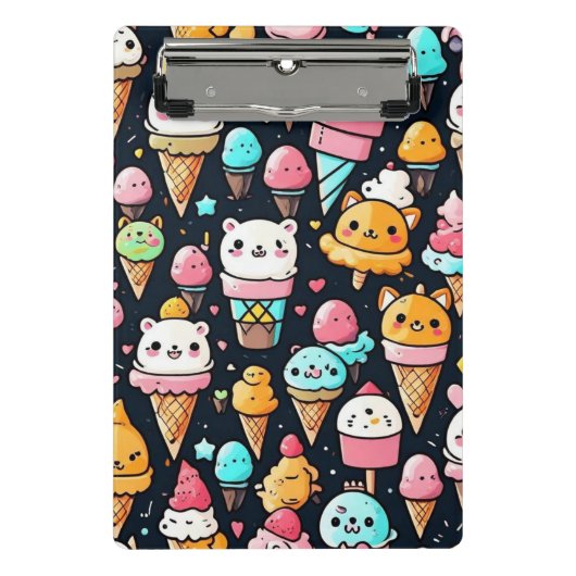 かわいいカラフルアイスクリームコーン ミニクリップボード (正面)