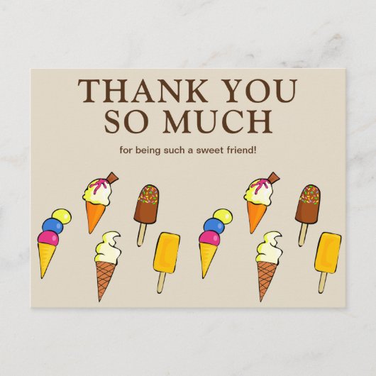 かわいいカラフルアイスクリームベージュ ポストカード (正面)