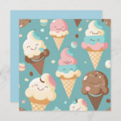 かわいいカラフルアイスクリーム サンキューカード (正面/裏面)