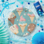 かわいいカラフルアイスクリーム ペーパープレート (パーティー)