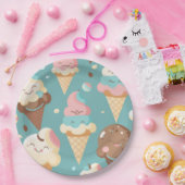 かわいいカラフルアイスクリーム ペーパープレート (パーティー)
