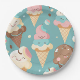 かわいいカラフルアイスクリーム ペーパープレート