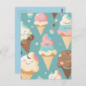 かわいいカラフルアイスクリーム ポストカード (正面/裏面)