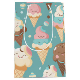 かわいいカラフルアイスクリーム ミディアムペーパーバッグ