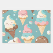 かわいいカラフルアイスクリーム ラッピングペーパーシート (正面3)