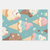 かわいいカラフルアイスクリーム ラッピングペーパーシート (正面2)