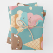 かわいいカラフルアイスクリーム ラッピングペーパーシート (インサイチュ)