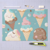 かわいいカラフルアイスクリーム 薄葉紙 (クラフト)