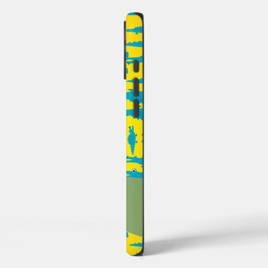 かわいいカラフルアクアとイエローアリゲーターパターン Case-Mate iPhoneケース (裏面 / 左)