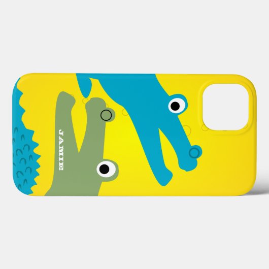 かわいいカラフルアクアとイエローアリゲーター Case-Mate iPhoneケース (裏面 (横))