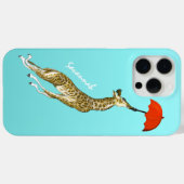 かわいいカラフルアクア飛んでいるキリン赤い傘 Case-Mate iPhoneケース (裏面 (横))