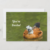 かわいいカラフルアヒル写真誕生日 招待状 (正面)