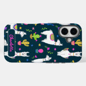 かわいいカラフルアルパカサボテンのオーダーメイドネーム Case-Mate iPhoneケース (裏面 (横))