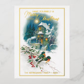 かわいいカラフルアンティーク季節のごあいさつ金ゴールド 箔シーズンポストカード (正面)