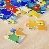 かわいいカラフルアールデコの花 ジグソーパズル (側面)