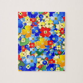 かわいいカラフルアールデコの花 ジグソーパズル
