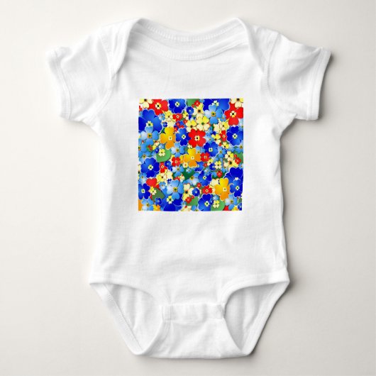 かわいいカラフルアールデコフローラ ベビーボディスーツ (正面)
