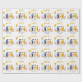 かわいいカラフルイエローパーティーモンスターズ子供の誕生日 ラッピングペーパー (フラット)