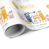 かわいいカラフルイエローパーティーモンスターズ子供の誕生日 ラッピングペーパー (ロールコーナー)