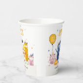 かわいいカラフルイエローパーティーモンスターズ子供の誕生日 紙コップ (左)