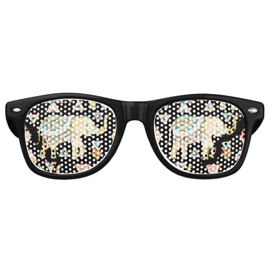 かわいいカラフルインディアンゾウのパターン レトロサングラス (正面)