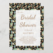 かわいいカラフルインディアンゾウブライダルシャワー 招待状 (正面/裏面)