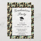 かわいいカラフルインディアンゾウ卒業パーティー 招待状 (正面/裏面)