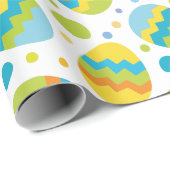 かわいいカラフルイースターの卵のパターンとキッド名 ラッピングペーパー (ロールコーナー)