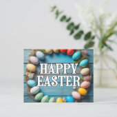 かわいいカラフルイースターエッグコラージュ ポストカード (スタンド正面)