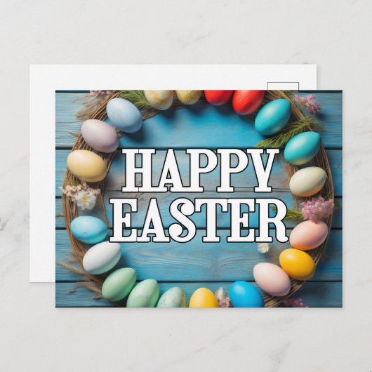 かわいいカラフルイースターエッグコラージュ ポストカード (正面/裏面)