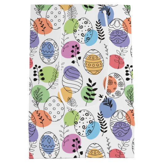 かわいいカラフルイースターエッグパターン ミディアムペーパーバッグ (裏面)