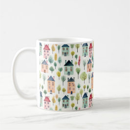 かわいいカラフルウォーターカラーハウスリアルティ コーヒーマグカップ