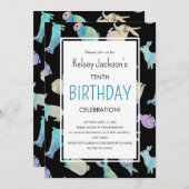 かわいいカラフルウォーターカラーバニーラビットテンプレート 招待状 (正面/裏面)