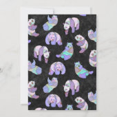 かわいいカラフルウォーターカラーパンダベアテンプレート 招待状 (裏面)