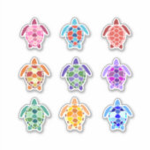 かわいいカラフルウミガメのセット シール (正面)