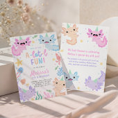 かわいいカラフルウーパールーパーの誕生日パーティー 招待状