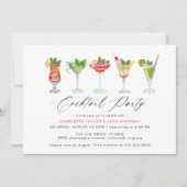 かわいいカラフルカクテルパーティー |おもしろい誕生日 招待状 (正面)