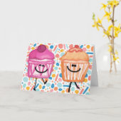 かわいいカラフルカップケーキ誕生日カード カード (黄色い花)