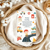 かわいいカラフルカーボーイ赤ちゃんシャワーベビー本 エンクロージャーカード