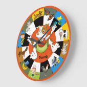 かわいいカラフルキッズアニマルウォールクロック ラージ壁時計 (傾斜)