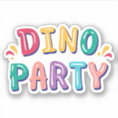 かわいいカラフルキッズディノ誕生日パーティー シール (正面)