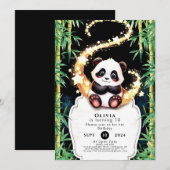 かわいいカラフルキッズパンダ誕生日 招待状 (正面/裏面)