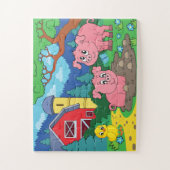 かわいいカラフルキッズファームホームステッド動物 – 豚 ジグソーパズル (縦)