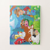 かわいいカラフルキッズファーム動物と農家 ジグソーパズル (縦)