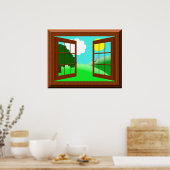 かわいいカラフルキッズマンガウィンドウビューポスター ポスター (キッチン)